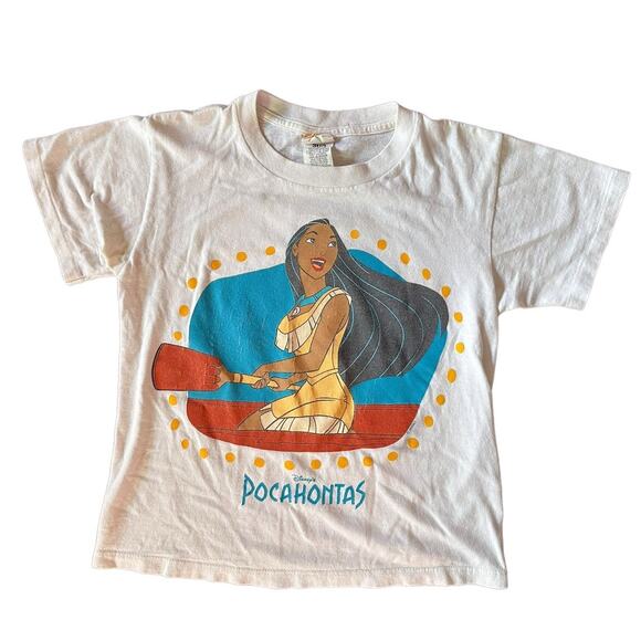 Rare Vintage 90s Single Stitch Disney Pocahontas Double Sided Shirt Youth AOP